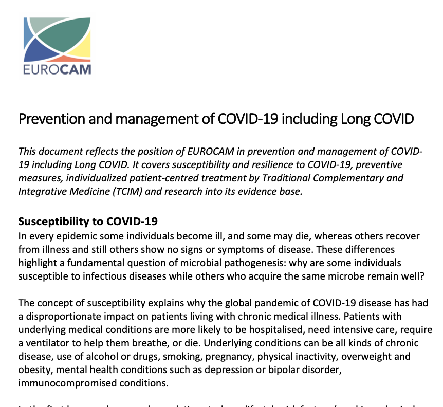 Position Paper prevention and management of COVID-19